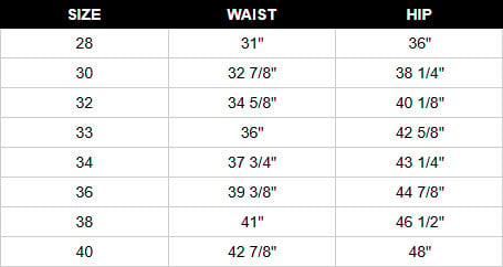 Puma Men's Bottoms Measurements