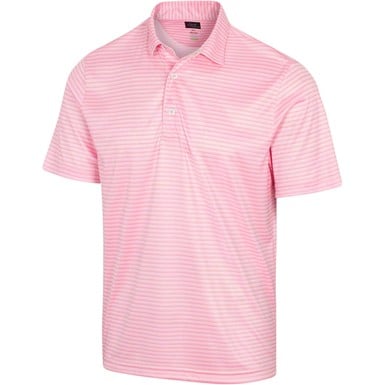 Greg Norman Men's ML75 Recycled Microlux Three Tone Stripe Golf Polo