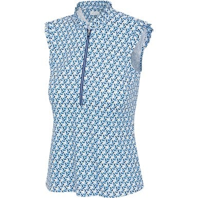 Greg Norman Women's Windsor Sleeveless Pleated Collar Golf Polo