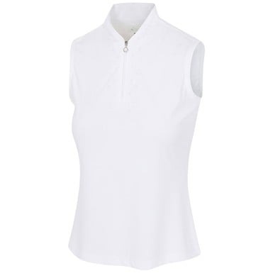 Greg Norman Women's Microlux Pearl Studded Sleeveless Golf Polo