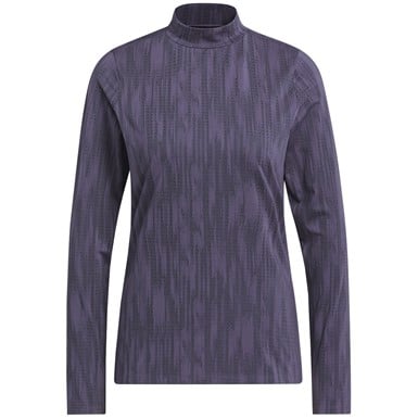 adidas Womens Jacquard Long Sleeve Mock Golf Top