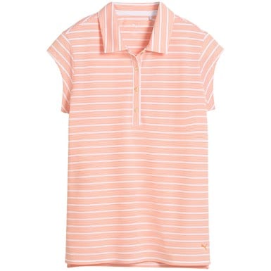 Puma Womens Pique YD Stripe Cap Sleeve Golf Polo