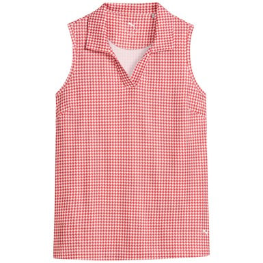Puma Womens Cloudspun Mono Check Sleeveless Golf Polo