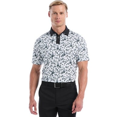 Callaway Mens Whiskey Toile Print Golf Polo