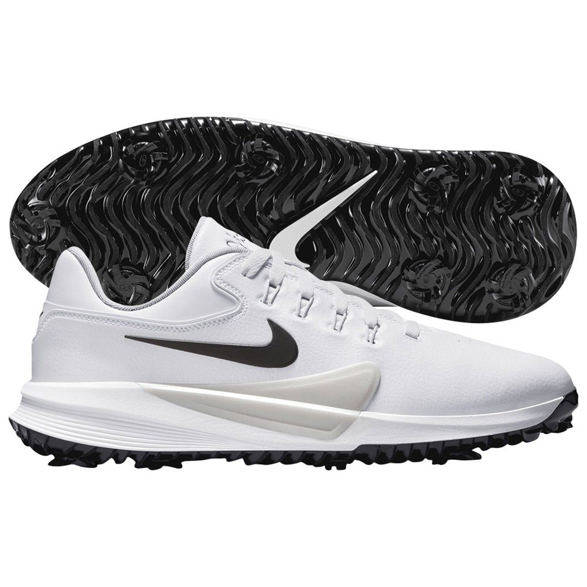 white and black nike spikes