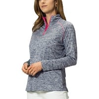 The Weather Co Women's 1/4 Zip Mock Golf Pullover, Navy