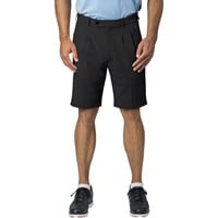 TGW Men's Pleated Expandable Waist Performance 10in Golf Shorts, Black