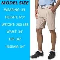 TGW Men's Pleated Expandable Waist Performance 10in Golf Shorts, Black