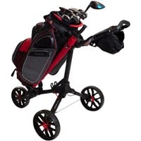 Bag Boy Nitron 3-Wheel Golf Push Cart, Black/Red