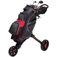 Bag Boy Nitron 3-Wheel Golf Push Cart, Black/Red