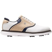 FootJoy Mens Traditions Saddle Golf Shoes, White/Tan
