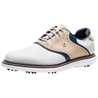 FootJoy Mens Traditions Saddle Golf Shoes, White/Tan