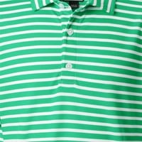 FootJoy Junior Stripe Pique Golf Polo, Green/White
