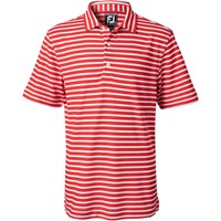 FootJoy Junior Stripe Pique Golf Polo, Red/White