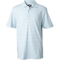 FootJoy Junior Stripe Pique Golf Polo, White/Light Blue