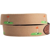 Greg Norman Men's Flag Golf Web Belt, Khaki