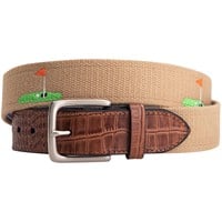 Greg Norman Men's Flag Golf Web Belt, Khaki