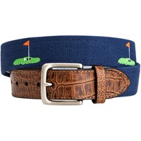 Greg Norman Men's Flag Golf Web Belt, Navy