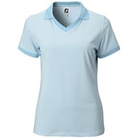 FootJoy Women's Mini Stripe Open Collar Golf Polo, Light Blue
