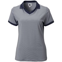 FootJoy Women's Mini Stripe Open Collar Golf Polo, Navy