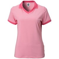 FootJoy Women's Mini Stripe Open Collar Golf Polo, Pink