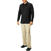 TGW Men's Solid Long Sleeve Golf Polo, Black