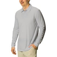 TGW Men's Solid Long Sleeve Golf Polo, Grey
