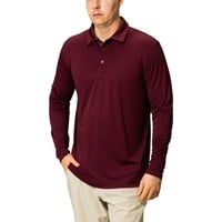 TGW Men's Solid Long Sleeve Golf Polo, Maroon