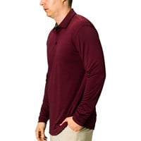 TGW Men's Solid Long Sleeve Golf Polo, Maroon