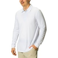 TGW Men's Solid Long Sleeve Golf Polo, White
