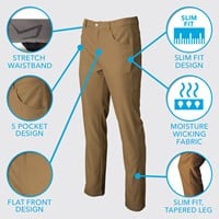 TGW Men's 5 Pocket Stretch Waist Golf Pants, Black