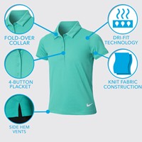 NIKE Junior Solid Victory Golf Polo, Black