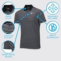 NIKE Men's Victory Stripe Golf Polo, Black/White