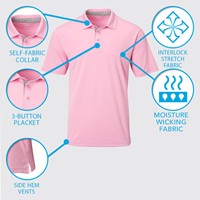 TGW Men's Collar Trim Solid Golf Polo, Dark Blue