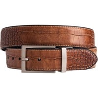 Greg Norman Men's Reversible Croco Print Leather Golf Belt, Tan/Black
