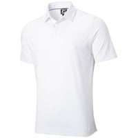 FootJoy Men's Solid Lisle Self Collar Athletic Fit Golf Polo, White