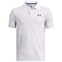Under Armour Junior Performance Stripe Golf Polo, White/Red/Blue