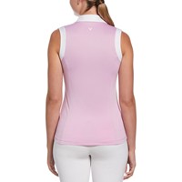 Callaway Women's V-Placket Color Block Sleeveless Golf Polo, Light Pink