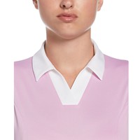 Callaway Women's V-Placket Color Block Sleeveless Golf Polo, Light Pink