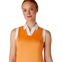 Callaway Women's V-Placket Color Block Sleeveless Golf Polo, Orange