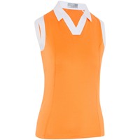 Callaway Women's V-Placket Color Block Sleeveless Golf Polo, Orange