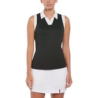 Callaway Women's V-Placket Color Block Sleeveless Golf Polo