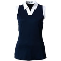 Callaway Women's V-Placket Color Block Sleeveless Golf Polo, Navy