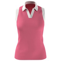 Callaway Women's V-Placket Color Block Sleeveless Golf Polo, Pink/White