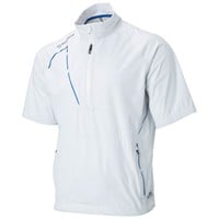 Sunice Men's Sullivan Zephal Short Sleeve Golf Rain Pullover, White/Blue