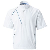 Sunice Men's Sullivan Zephal Short Sleeve Golf Rain Pullover, White/Blue