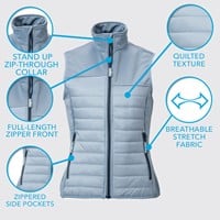 The Weather Co Women's Quilted Golf Vest, Black/Silver