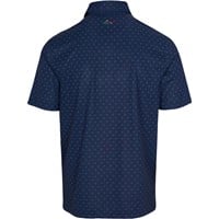 Greg Norman Men's Freedom Micro Pique Print Golf Polo, Navy