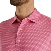 FootJoy Men's Dot Geo Print Golf Polo, Pink/White