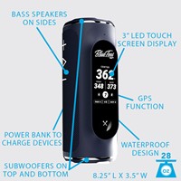 Blue Tees The Player+ Speaker Golf GPS, Black